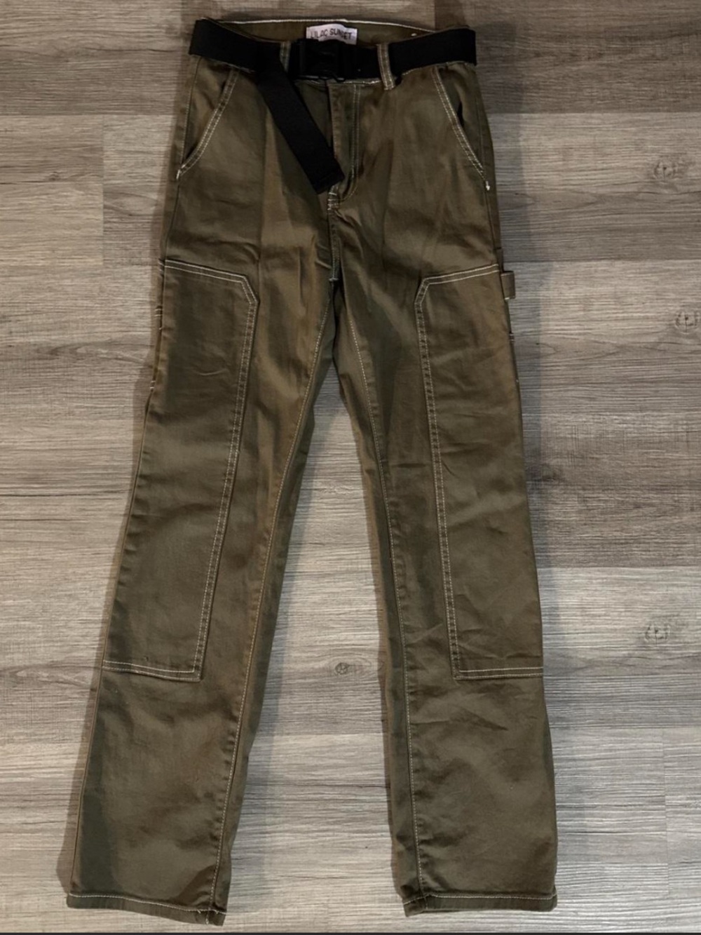 Olive Pants with buckle belt